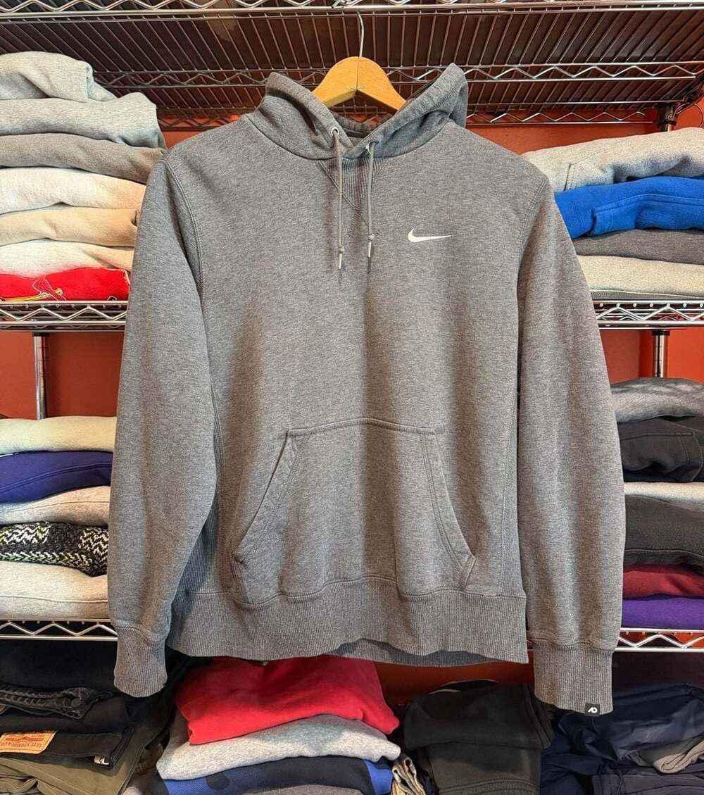 Nike Gray Y2K The Athletic Dept. Pullover Hoodie Embroidered White Swoosh Med